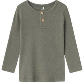 NAME IT MINI longsleeve NMMKAB olijfgroen Jongens Stretchkatoen Ronde hals - Foto 2