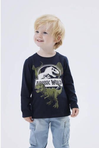 Name it MINI longsleeve NMMNIJAL met katoen donkerblauw wit groen Printopdruk 122 128 - Foto 2