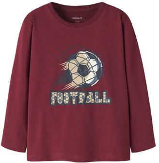 NAME IT MINI longsleeve rood Jongens Stretchkatoen Ronde hals Printopdruk