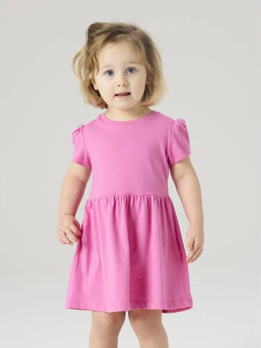NAME IT MINI midi jurk lichtroze felroze (set van 2) Meisjes Katoen Ronde hals