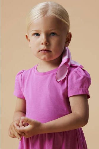 NAME IT MINI midi jurk roze Meisjes Katoen Ronde hals Effen