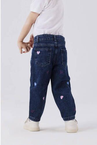 Name it MINI mom jeans NMFBELLA met hartjes dark blue denim Blauw Hartjes 104 - Foto 2