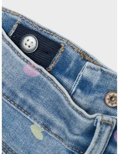 NAME IT MINI mom jeans NMFBELLA met hartjes medium blue denim Blauw Hartjes