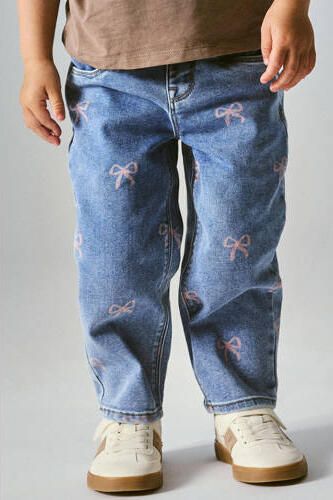NAME IT MINI mom jeans NMFBELLA met strikjes medium blue denim Blauw Hartjes