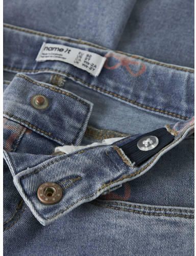 NAME IT MINI mom jeans NMFBELLA met strikjes medium blue denim Blauw Hartjes - Foto 2