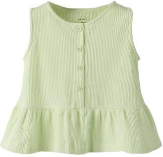 NAME IT MINI mouwloze top limegroen met textuur Meisjes Stretchkatoen Ronde hals