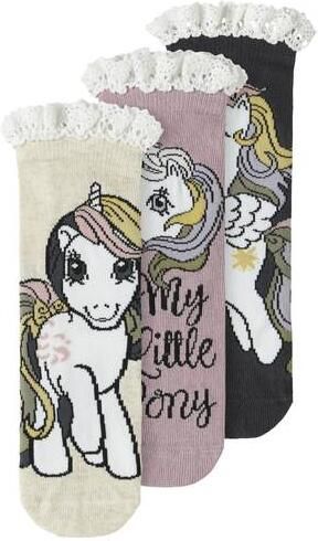 NAME IT MINI My Little Pony sokken beige (set van 3) Meisjes Katoen Printopdruk