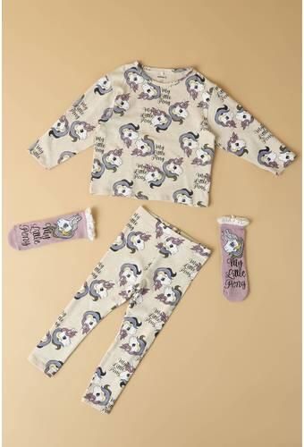 NAME IT MINI My Little Pony sokken beige (set van 3) Meisjes Katoen Printopdruk - Foto 3