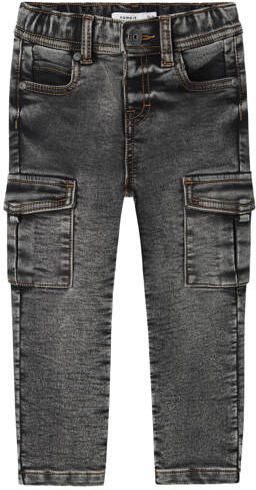 NAME IT MINI NMMSILAS cargo jeans donkergrijs Jongens Stretchdenim Effen