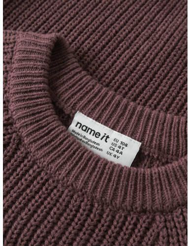 NAME IT MINI oversized gebreide trui donkerrood Meisjes Katoen Ronde hals - Foto 2