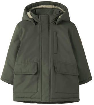 NAME IT MINI parka jas groen Jongens Polyester Capuchon Effen