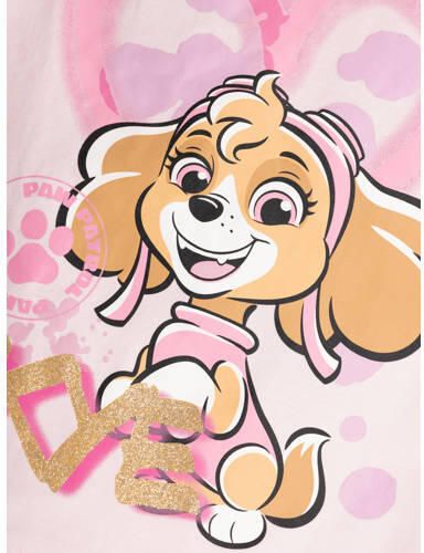 Name it MINI Paw Patrol longsleeve NMFJUTTE met printopdruk en ruches zachtroze Meisjes Stretchkatoen Ronde hals 122 128