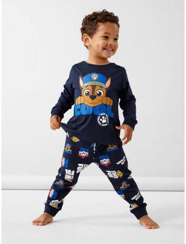 Name it MINI Paw Patrol pyjama NMMJABUR donkerblauw Jongens Stretchkatoen Ronde hals 122 128
