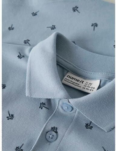 NAME IT MINI polo blauw Jongens Stretchkatoen Polokraag All over print