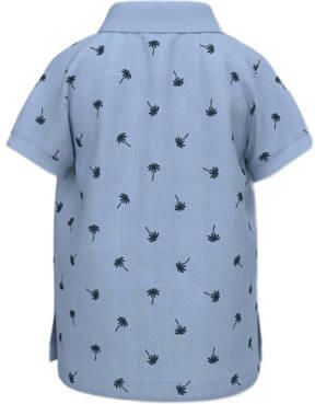 Name it MINI polo NMMVOLO met all over print lichtblauw donkerblauw Jongens Stretchkatoen Polokraag 104