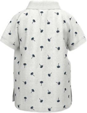 Name it MINI polo NMMVOLO met all over print wit donkerblauw Jongens Stretchkatoen Polokraag 104