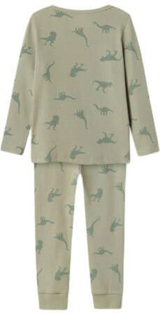 Name it MINI pyjama NMMNIGHTSET DINO groen Jongens Stretchkatoen Ronde hals 110 116