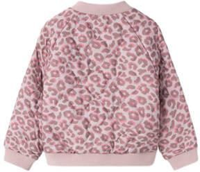 Name it MINI quilted bomberjack NMFMASJA met panterprint lila roze Jas Paars Meisjes Polyester Ronde hals 104