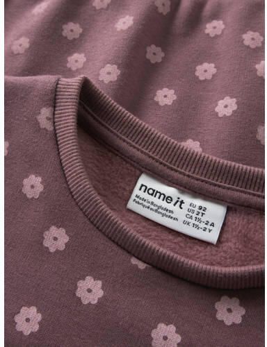 NAME IT MINI rechtvallende gebloemde sweater donkerrood Bloemen - Foto 2