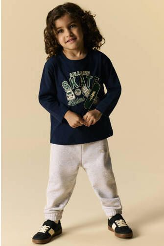 NAME IT MINI rechtvallende longsleeve met print donkerblauw Jongens Stretchkatoen Ronde hals - Foto 2