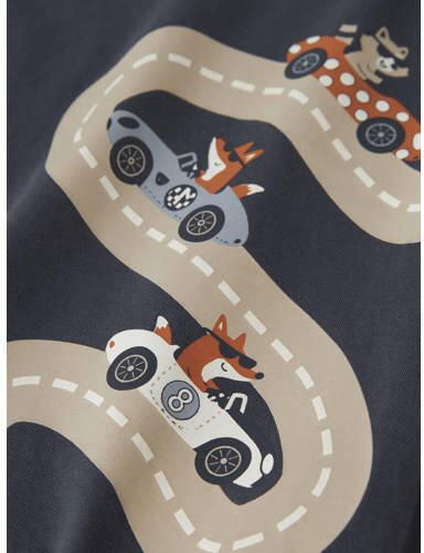 NAME IT MINI rechtvallende longsleeve met print grijsblauw Jongens Katoen Ronde hals - Foto 2