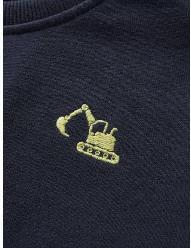 NAME IT MINI rechtvallende sweater met borduursels donkerblauw Jongens Katoen Ronde hals - Foto 2