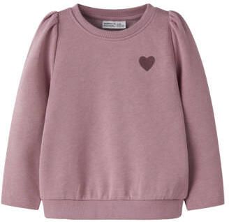 NAME IT MINI rechtvallende sweater met borduursels oudroze Effen