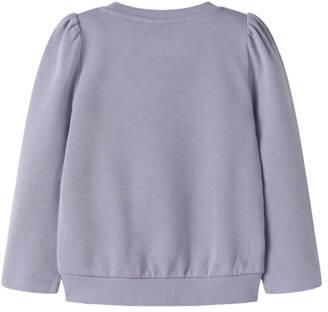 NAME IT MINI rechtvallende sweater met borduursels paars Effen - Foto 2