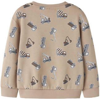 NAME IT MINI rechtvallende sweater met print beige All over print - Foto 3