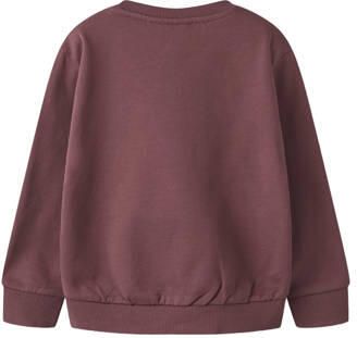 NAME IT MINI rechtvallende sweater met print donkerrood Printopdruk - Foto 3