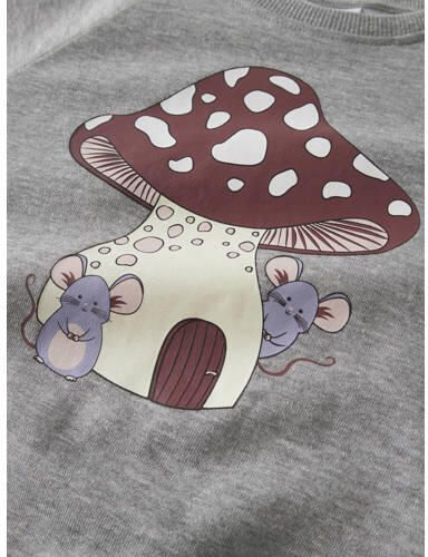 NAME IT MINI rechtvallende sweater met print grijs Printopdruk - Foto 2