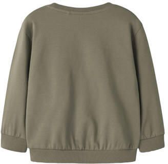 NAME IT MINI rechtvallende sweater met print groen Printopdruk