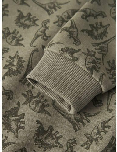 NAME IT MINI rechtvallende sweater met print kaki Groen All over print - Foto 2