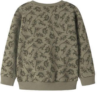 NAME IT MINI rechtvallende sweater met print kaki Groen All over print