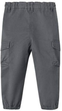 Name it MINI regular fit cargobroek NMMBEN donkergrijs Jongens Stretchkatoen 104