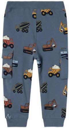 Name it MINI regular fit cargobroek NMMNAPPE met all over print grijsblauw Jongens Sweat 110