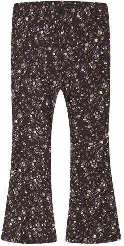 NAME IT MINI regular fit flared gebreide gebloemde legging donkerbruin Broek Meisjes Stretchkatoen - Foto 2