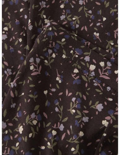 NAME IT MINI regular fit flared gebreide gebloemde legging donkerbruin Broek Meisjes Stretchkatoen