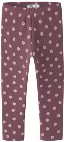 NAME IT MINI regular fit gebloemde legging donkerrood Meisjes Sweat Bloemen