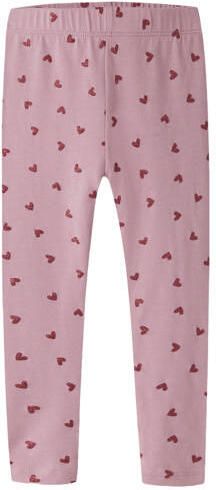 NAME IT MINI regular fit legging met hartjes roze Meisjes Katoen All over print glitter