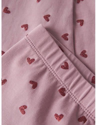 NAME IT MINI regular fit legging met hartjes roze Meisjes Katoen All over print glitter - Foto 2