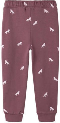 NAME IT MINI regular joggingbroek paars Meisjes Sweat All over print