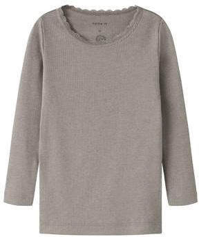 Name It Shirt met lange mouwen NMFKAB LS TOP NOOS in fijne rib en met schattige kanten rand aan de halslijn - Foto 4