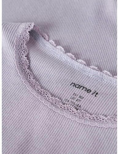 NAME IT MINI ribgebreide longsleeve lila Paars Meisjes Stretchkatoen Ronde hals