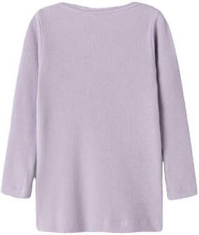 NAME IT MINI ribgebreide longsleeve lila Paars Meisjes Stretchkatoen Ronde hals - Foto 2