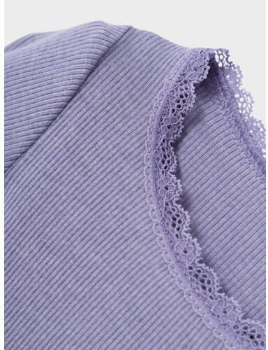 Name it MINI ribgebreide longsleeve NMFKAB lichtpaars Meisjes Stretchkatoen Ronde hals 104
