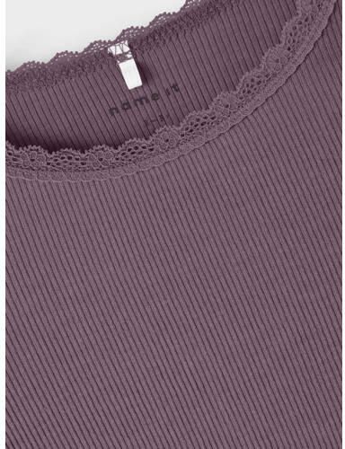 Name it MINI ribgebreide longsleeve NMFKAB Paars Meisjes Stretchkatoen Ronde hals 134 140