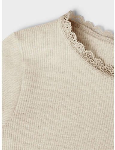 Name It Shirt met lange mouwen NMFKAB LS TOP NOOS in fijne rib en met schattige kanten rand aan de halslijn - Foto 5