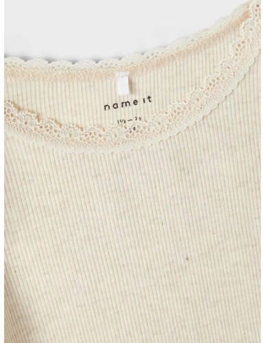 Name It Shirt met lange mouwen NMFKAB LS TOP NOOS in fijne rib en met schattige kanten rand aan de halslijn - Foto 4