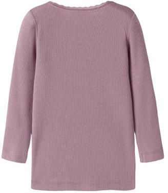 NAME IT MINI ribgebreide longsleeve roze Meisjes Stretchkatoen Ronde hals